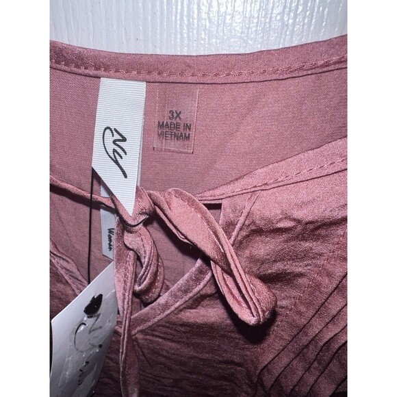 NY Collection Satin Blouse Womens Plus Sz 3X Pink Top Pullover Tie Neck New - Picture 10 of 10